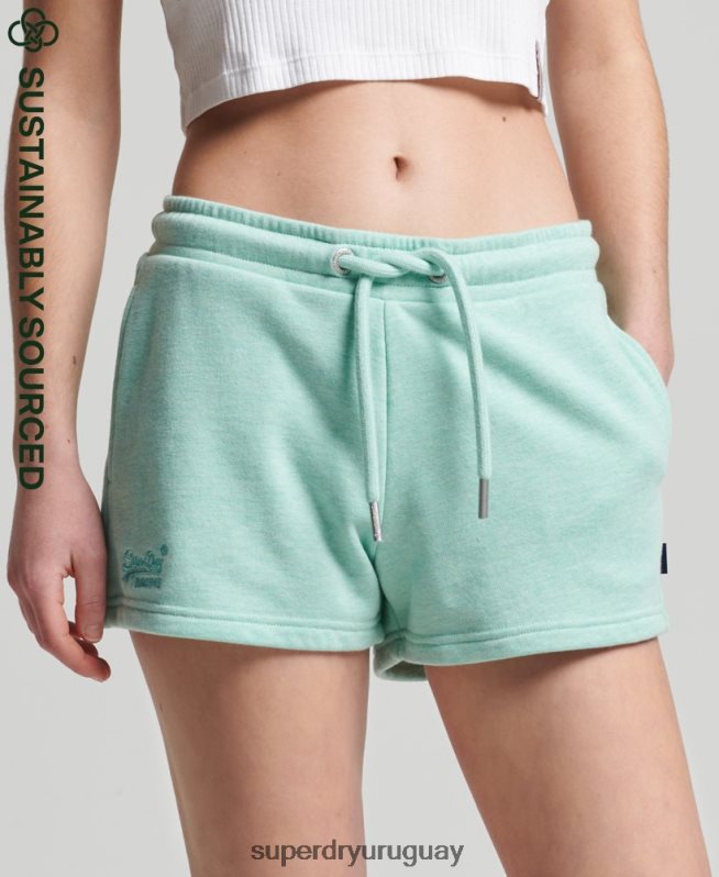 uy Superdry mujer shorts de algodón orgánico con logo vintage verde DT2N8Z3156 ropa