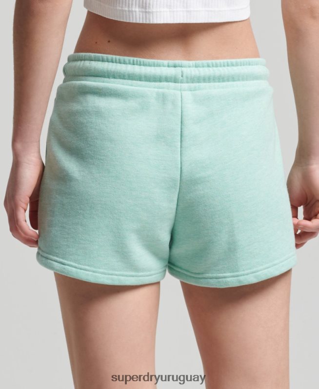 uy Superdry mujer shorts de algodón orgánico con logo vintage verde DT2N8Z3156 ropa