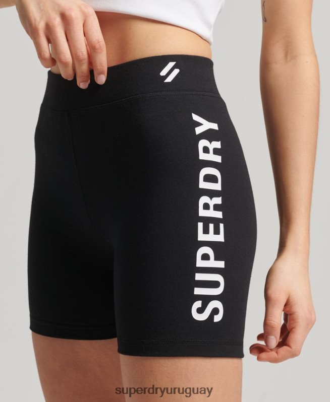 uy Superdry mujer shorts de ciclista Code Core Sport negro DT2N8Z3127 ropa