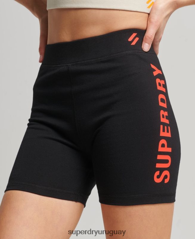 uy Superdry mujer shorts de ciclista Code Core Sport negro DT2N8Z3131 ropa