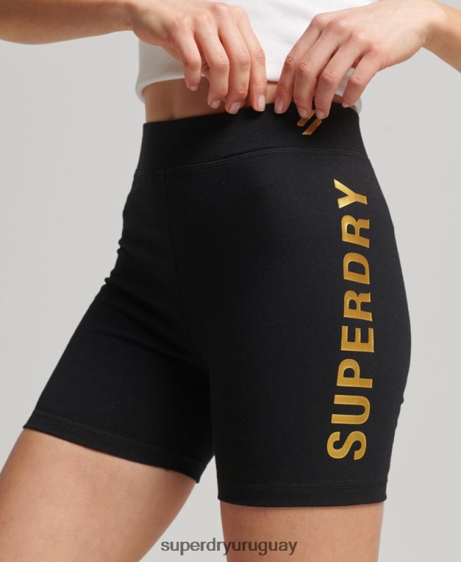uy Superdry mujer shorts de ciclista Code Core Sport negro DT2N8Z3133 ropa
