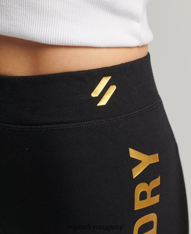 uy Superdry mujer shorts de ciclista Code Core Sport negro DT2N8Z3133 ropa