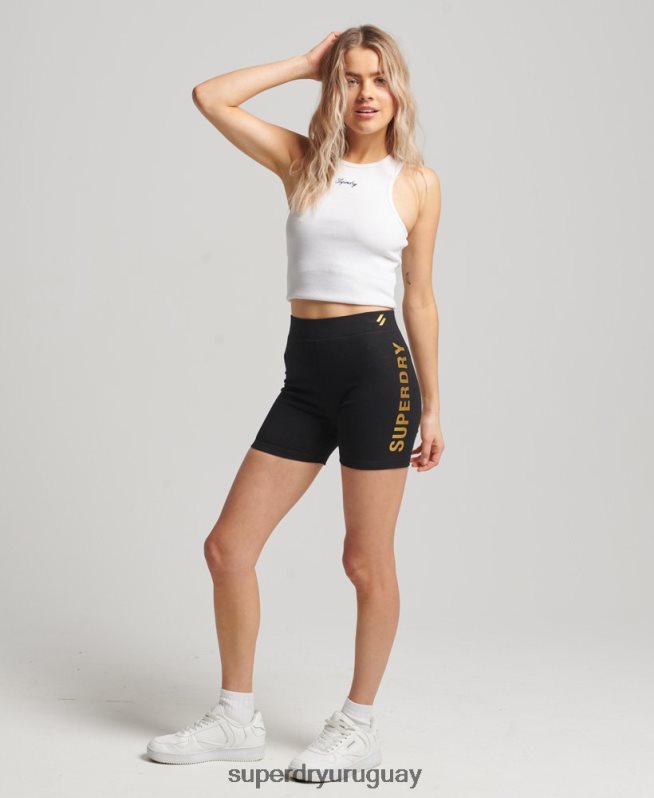 uy Superdry mujer shorts de ciclista Code Core Sport negro DT2N8Z3133 ropa