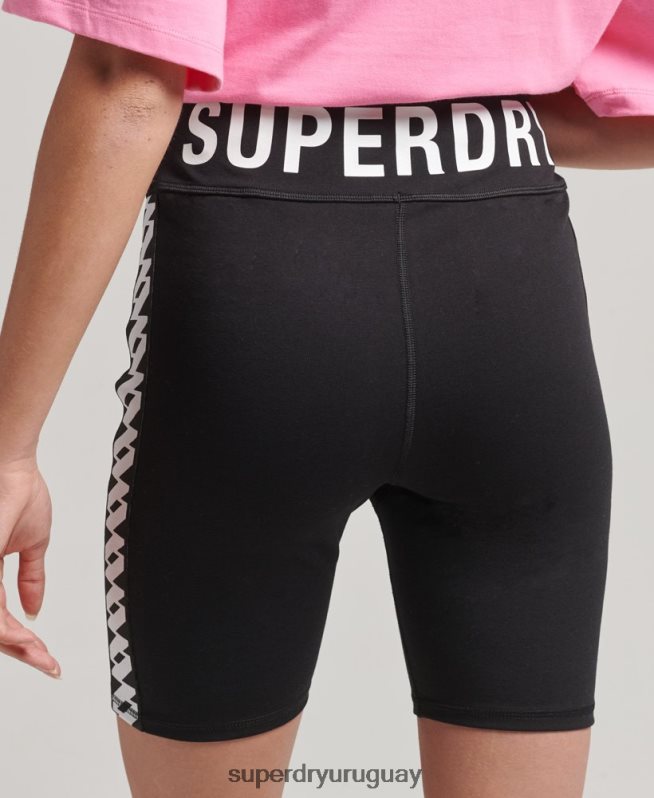 uy Superdry mujer shorts de ciclista elásticos con logo negro DT2N8Z3123 ropa