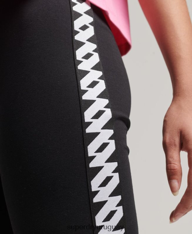 uy Superdry mujer shorts de ciclista elásticos con logo negro DT2N8Z3123 ropa