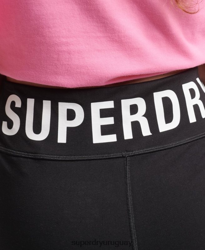 uy Superdry mujer shorts de ciclista elásticos con logo negro DT2N8Z3123 ropa