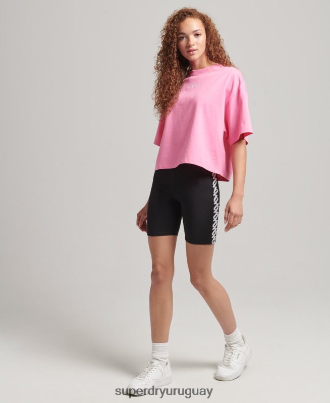 uy Superdry mujer shorts de ciclista elásticos con logo negro DT2N8Z3123 ropa