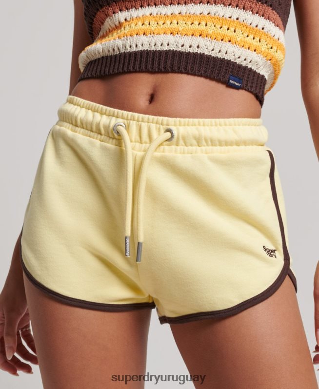 uy Superdry mujer shorts de corredor de jersey vintage amarillo DT2N8Z3107 ropa