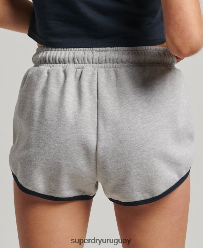uy Superdry mujer shorts de corredor de jersey vintage gris oscuro DT2N8Z3115 ropa