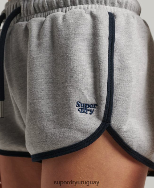 uy Superdry mujer shorts de corredor de jersey vintage gris oscuro DT2N8Z3115 ropa