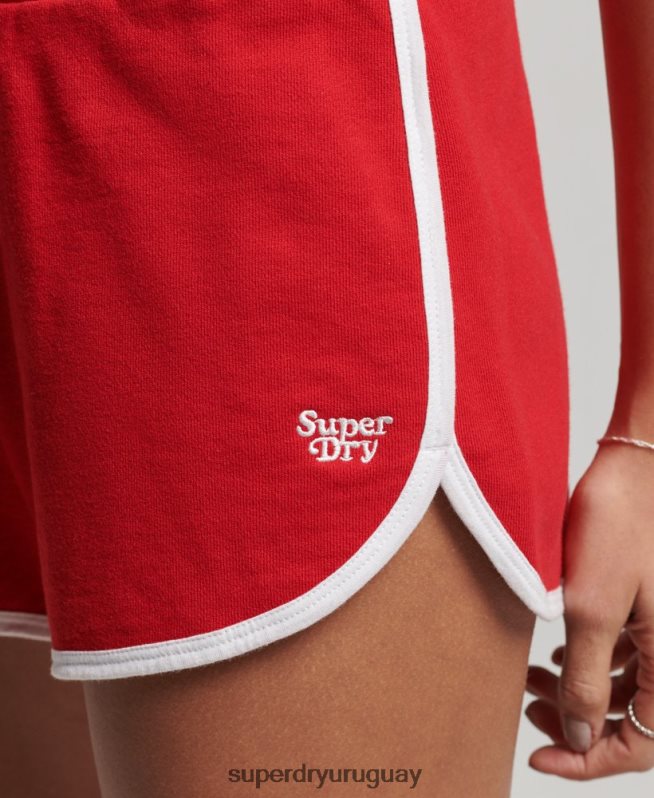 uy Superdry mujer shorts de corredor de jersey vintage rojo DT2N8Z2162 ropa