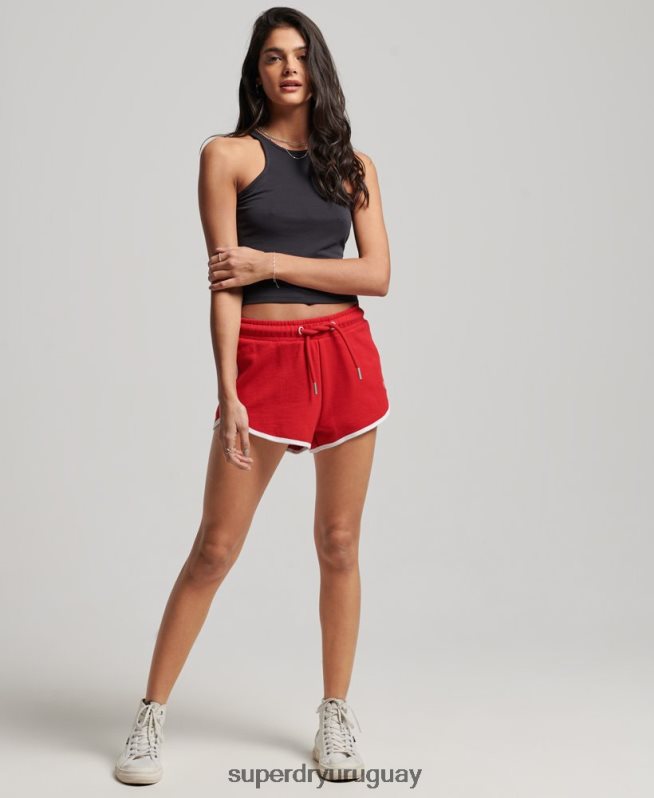 uy Superdry mujer shorts de corredor de jersey vintage rojo DT2N8Z2162 ropa