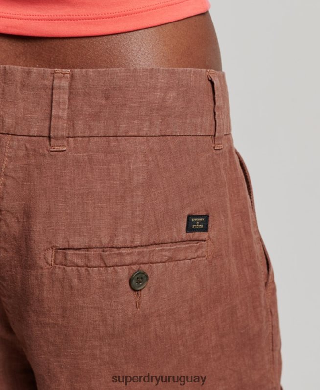 uy Superdry mujer shorts de lino sobreteñidos marrón DT2N8Z2237 ropa
