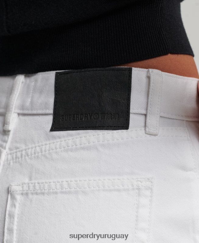 uy Superdry mujer shorts de mezclilla de tiro alto blanco DT2N8Z2024 ropa