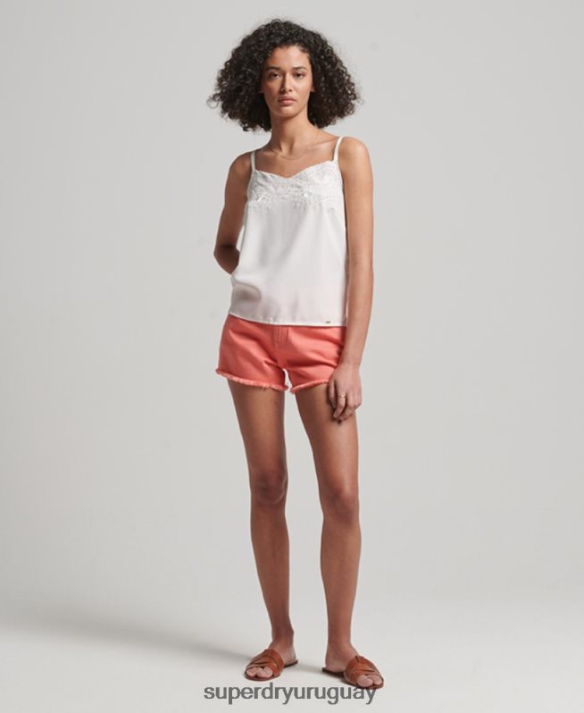 uy Superdry mujer shorts de mezclilla de tiro alto coral DT2N8Z3104 ropa