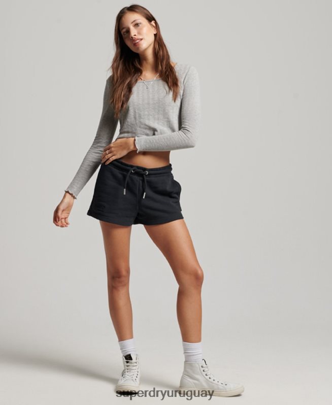 uy Superdry mujer shorts de punto con logo vintage bordado Armada DT2N8Z3100 ropa