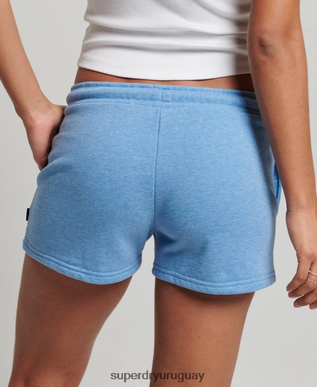 uy Superdry mujer shorts de punto con logo vintage bordado azul DT2N8Z3113 ropa