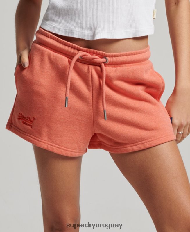 uy Superdry mujer shorts de punto con logo vintage bordado coral DT2N8Z3114 ropa