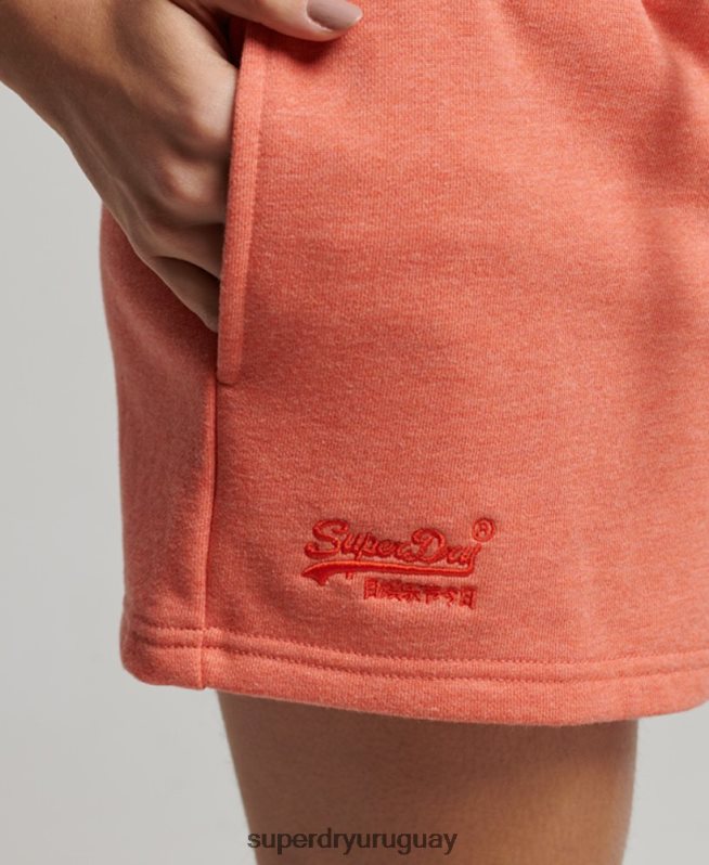 uy Superdry mujer shorts de punto con logo vintage bordado coral DT2N8Z3114 ropa