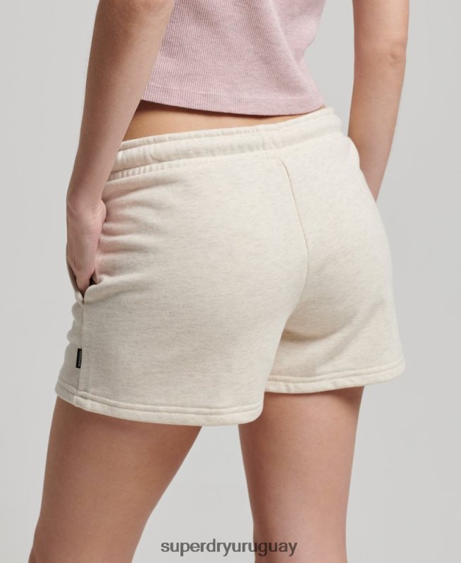 uy Superdry mujer shorts de punto con logo vintage bordado crema DT2N8Z2181 ropa