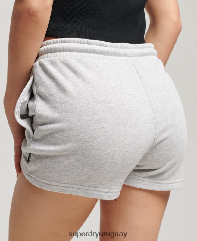 uy Superdry mujer shorts de punto con logo vintage bordado gris claro DT2N8Z3118 ropa