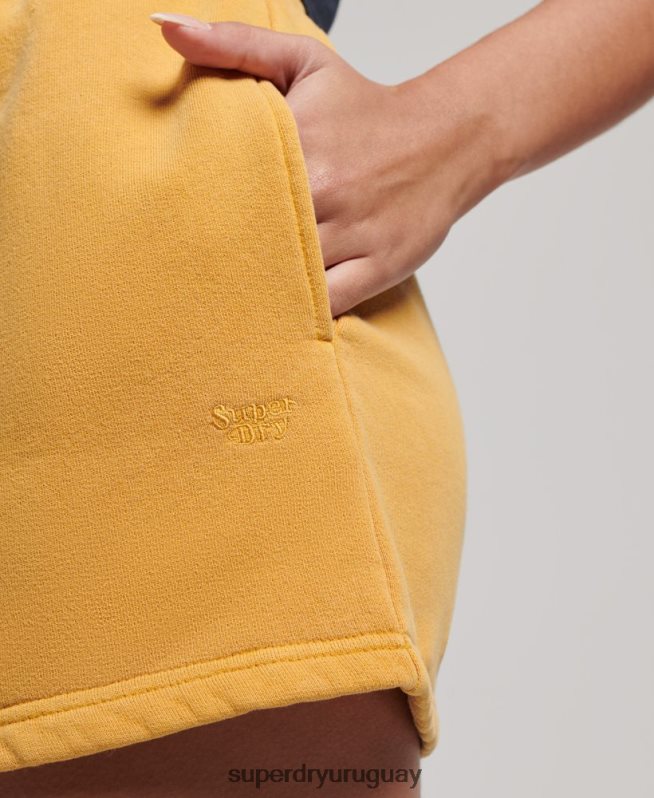 uy Superdry mujer shorts deportivos con lavado vintage oro DT2N8Z3129 ropa