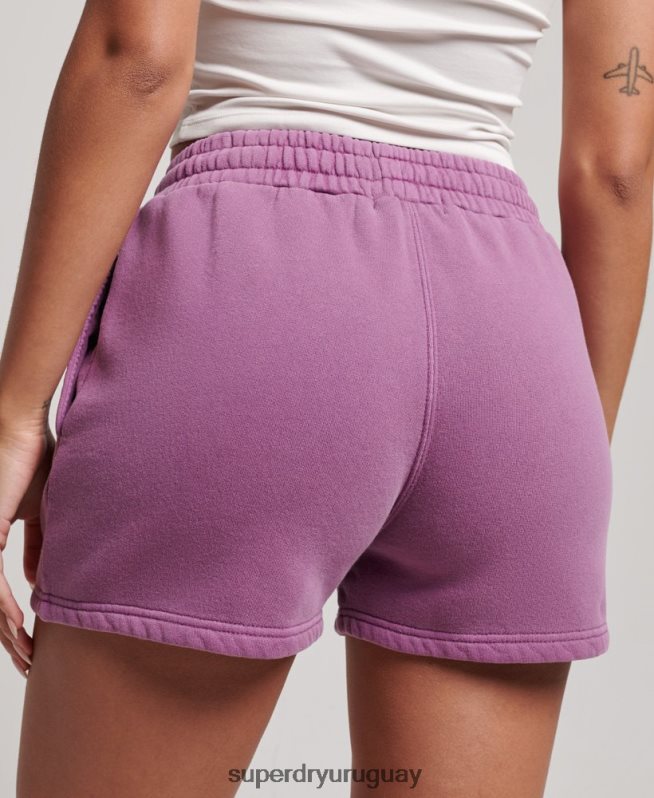 uy Superdry mujer shorts deportivos con lavado vintage púrpura DT2N8Z3128 ropa