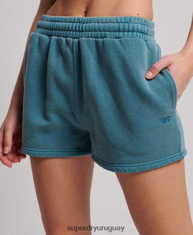 uy Superdry mujer shorts deportivos con lavado vintage turquesa DT2N8Z3140 ropa
