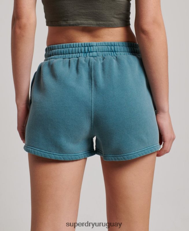 uy Superdry mujer shorts deportivos con lavado vintage turquesa DT2N8Z3140 ropa