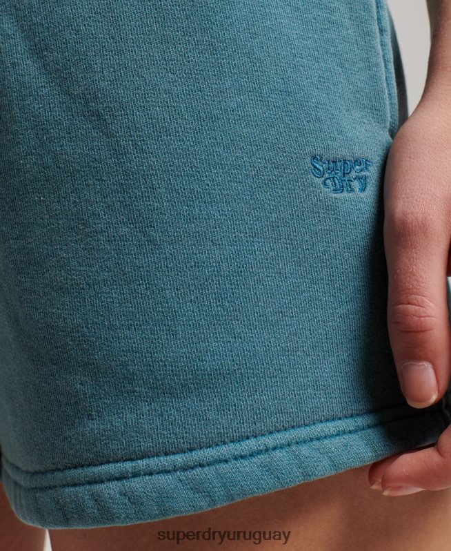 uy Superdry mujer shorts deportivos con lavado vintage turquesa DT2N8Z3140 ropa