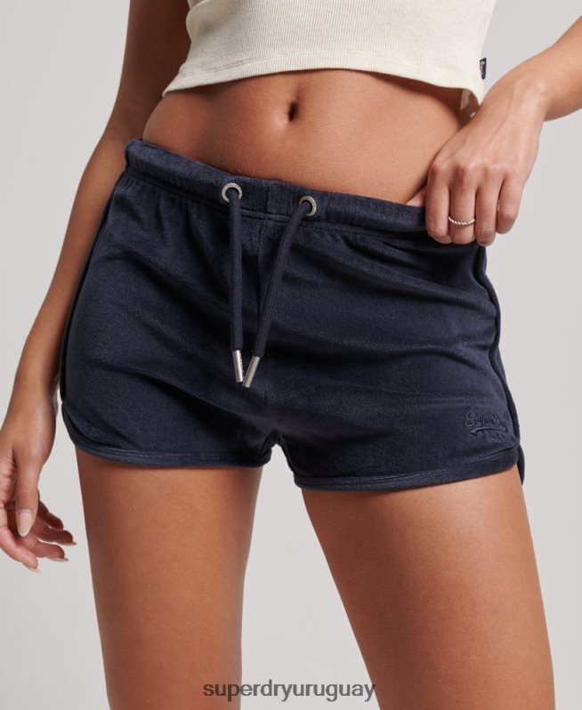 uy Superdry mujer shorts deportivos de terciopelo con logo vintage Armada DT2N8Z2140 ropa