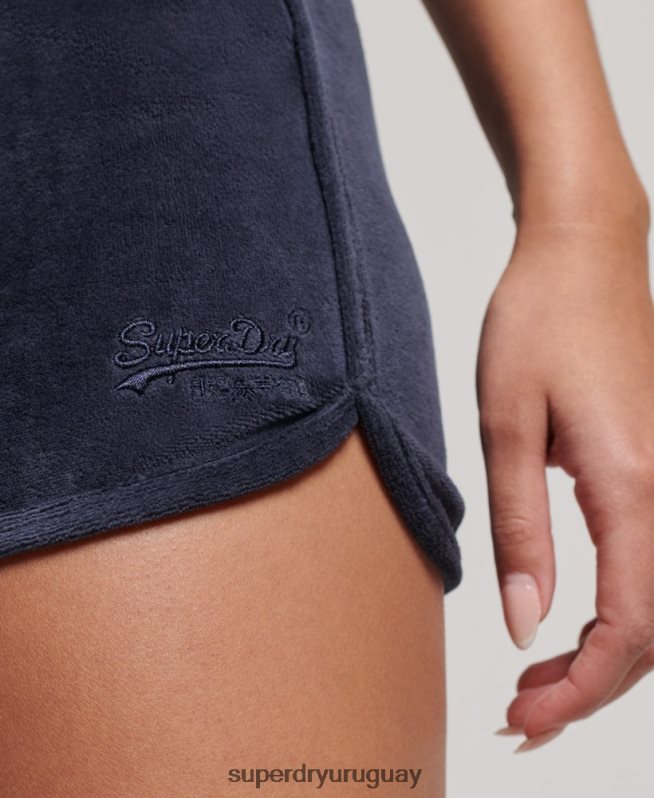 uy Superdry mujer shorts deportivos de terciopelo con logo vintage Armada DT2N8Z2140 ropa