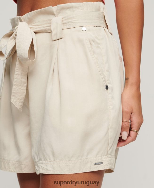 uy Superdry mujer shorts estilo bolsa de papel del desierto beige DT2N8Z3106 ropa