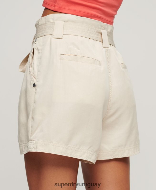 uy Superdry mujer shorts estilo bolsa de papel del desierto beige DT2N8Z3106 ropa