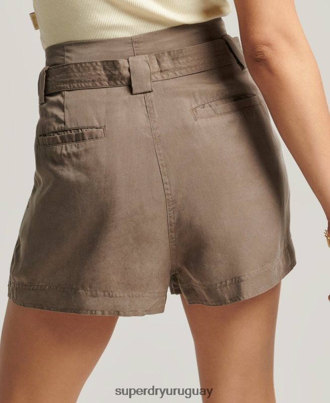 uy Superdry mujer shorts estilo bolsa de papel del desierto caqui DT2N8Z3091 ropa