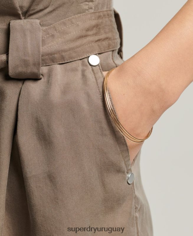 uy Superdry mujer shorts estilo bolsa de papel del desierto caqui DT2N8Z3091 ropa
