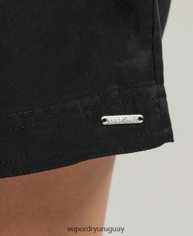 uy Superdry mujer shorts estilo bolsa de papel del desierto negro DT2N8Z3154 ropa