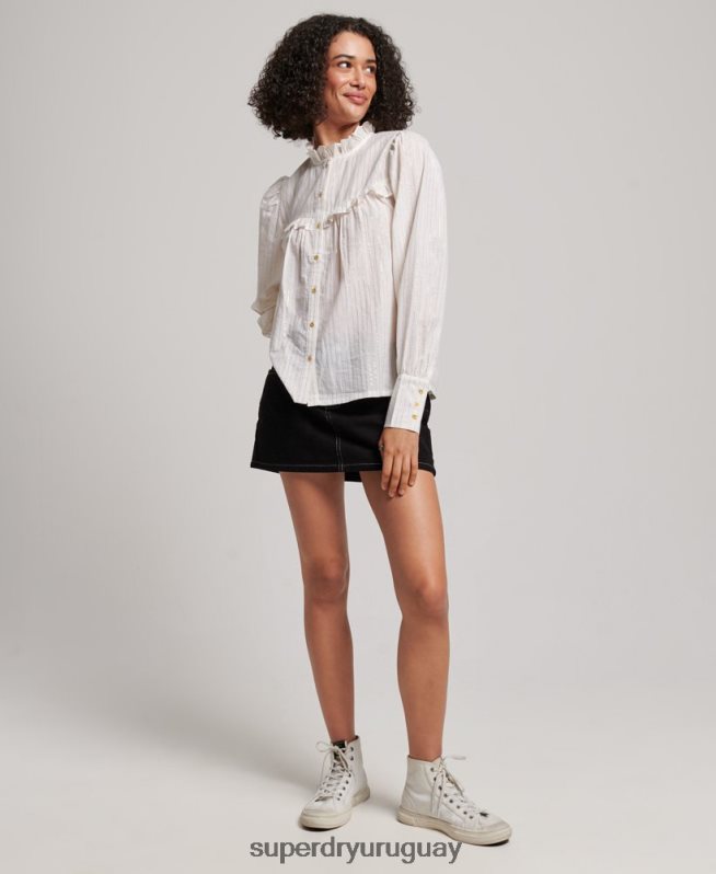 uy Superdry mujer blusa de alta calidad blanco DT2N8Z2195 ropa