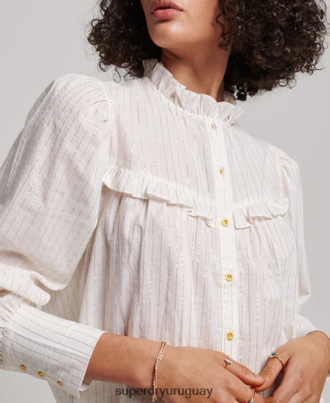 uy Superdry mujer blusa de alta calidad blanco DT2N8Z2195 ropa
