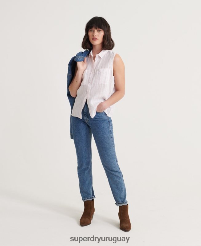 uy Superdry mujer camisa aubrey rosa DT2N8Z3050 ropa