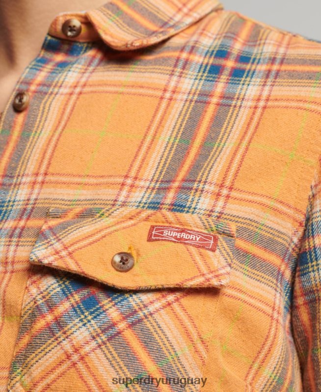uy Superdry mujer camisa clásica de leñador de algodón orgánico amarillo DT2N8Z3033 ropa