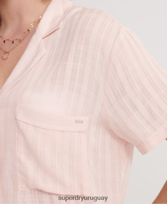 uy Superdry mujer camisa de flores resort rosa DT2N8Z3065 ropa