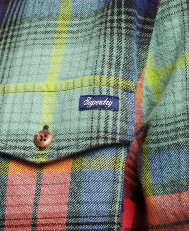 uy Superdry mujer camisa de franela a cuadros de algodón orgánico verde DT2N8Z3042 ropa