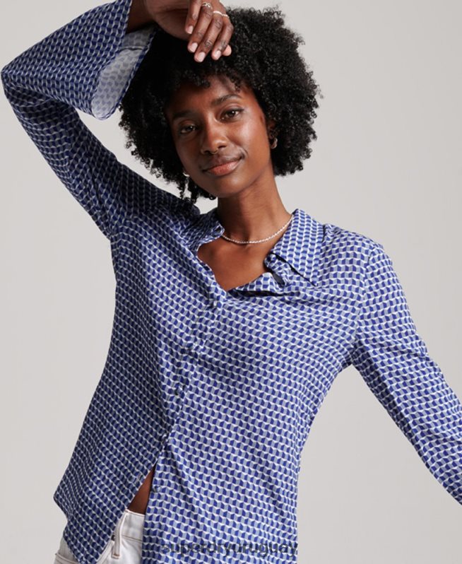uy Superdry mujer camisa de los estudios de los setenta Armada DT2N8Z2935 ropa