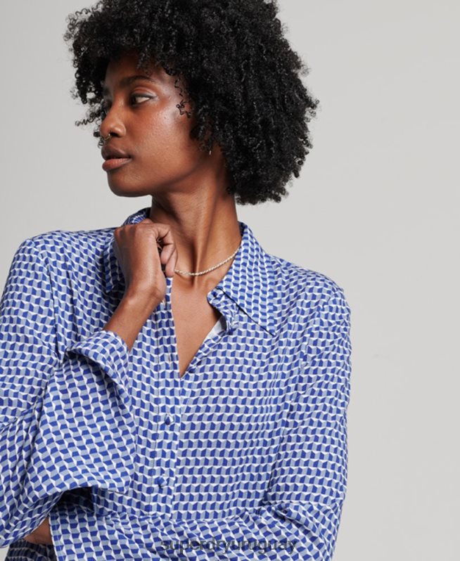 uy Superdry mujer camisa de los estudios de los setenta Armada DT2N8Z2935 ropa