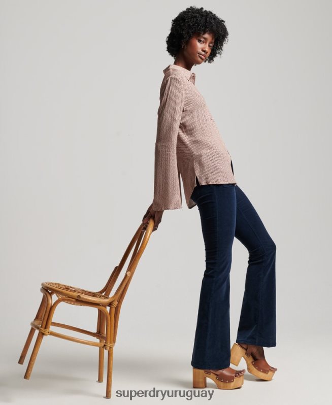 uy Superdry mujer camisa de los estudios de los setenta beige DT2N8Z2955 ropa