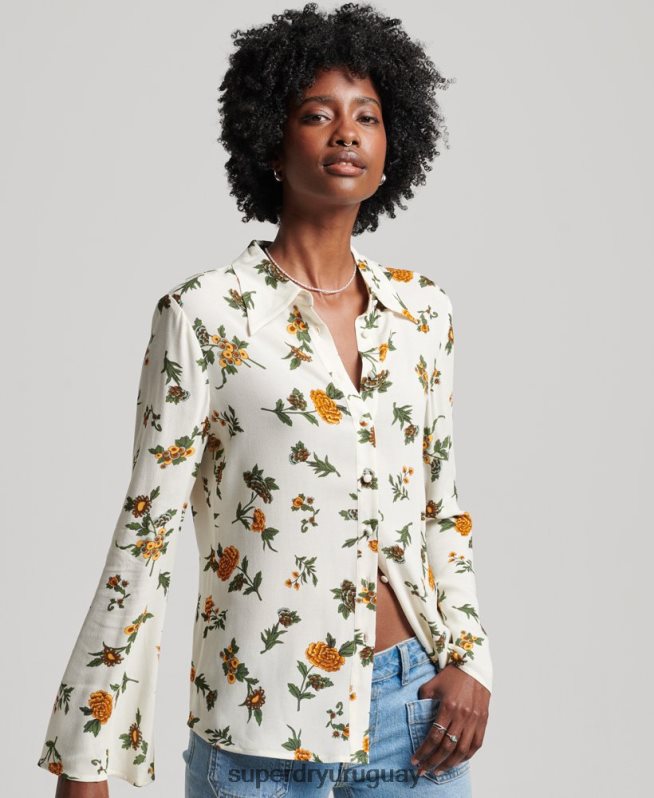 uy Superdry mujer camisa de los estudios de los setenta blanco DT2N8Z2988 ropa
