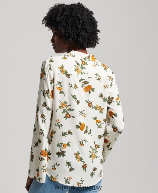 uy Superdry mujer camisa de los estudios de los setenta blanco DT2N8Z2988 ropa