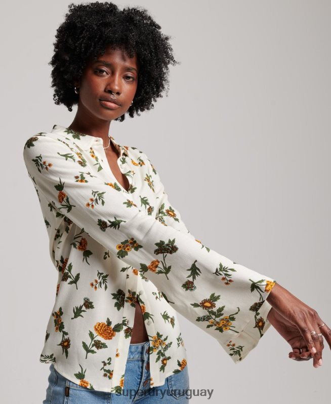 uy Superdry mujer camisa de los estudios de los setenta blanco DT2N8Z2988 ropa