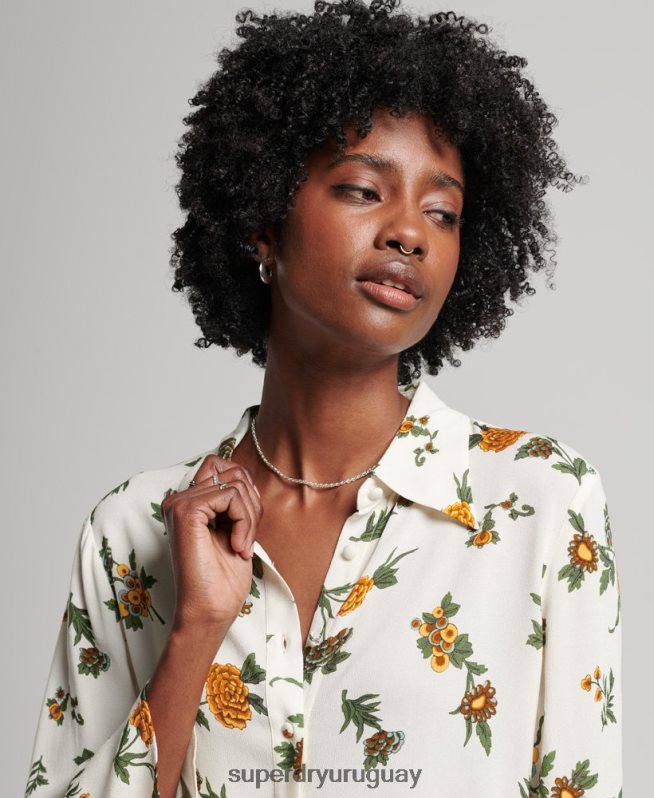 uy Superdry mujer camisa de los estudios de los setenta blanco DT2N8Z2988 ropa